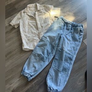 Gap Boys Short-Sleeve Floral Button-Up Shirt & joggers (3 pcs)